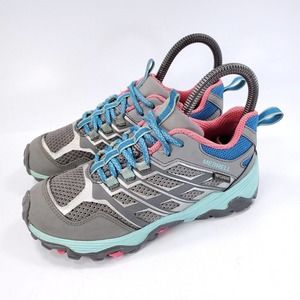 Merrell Moab FST Low Outdoor Hiking Shoe Girls Size 1 MK160889 Gray Blue Pink